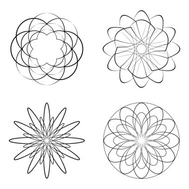 Beyaz arkaplan üzerinde siyah yuvarlak süsler kümesi