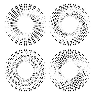 Girdap biçiminde siyah vektör yarım ton noktalar kümesi