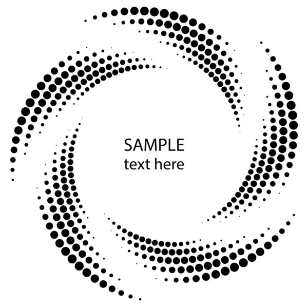 Černé Půltónové Tečkované Křivky Kulatém Tvaru — Stockový vektor
