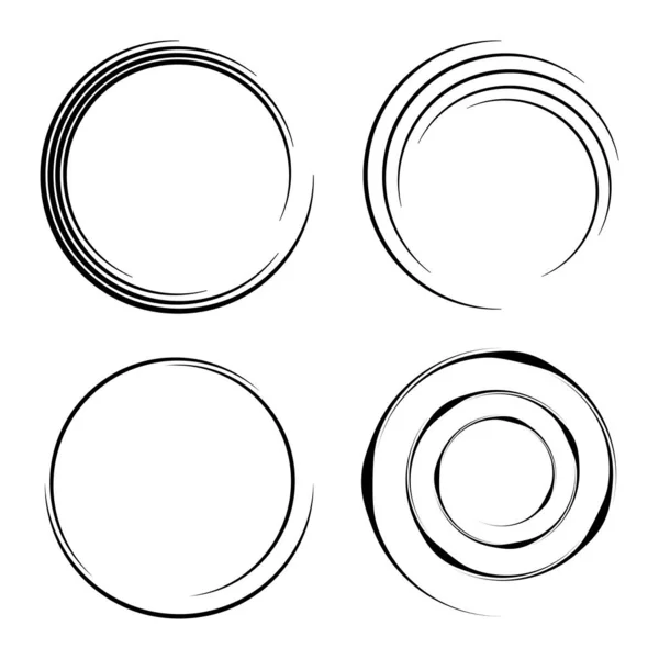 Set Van Zwarte Stromingslijnen Cirkelvorm — Stockvector