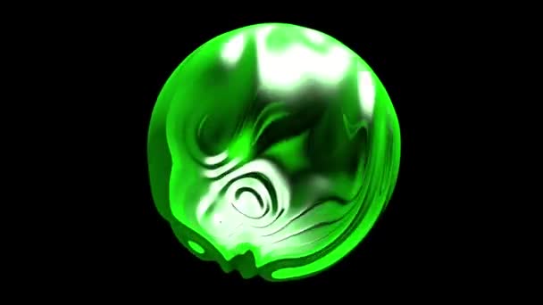 波状の緑色の液体ボールが黒い背景に動いている — ストック動画