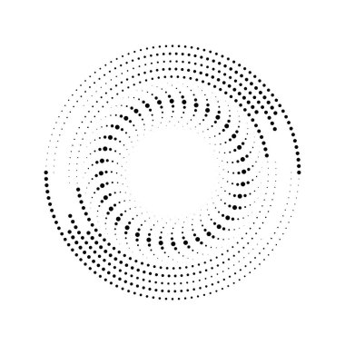 Yarım tonlu yuvarlak daire vektör elemanı. Noktalı daire noktalı element. Çember noktalı desen. Yuvarlak noktalar, ikon. yuvarlak noktalar simgesi yarım yuvarlak