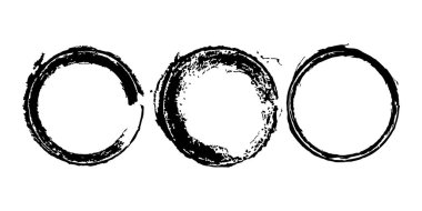 Grunge Circle seti. vektör siyah yuvarlak fırça darbesi.