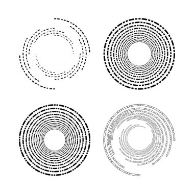 Çember biçiminde soyut yarım ton noktalar ve çizgiler kümesi