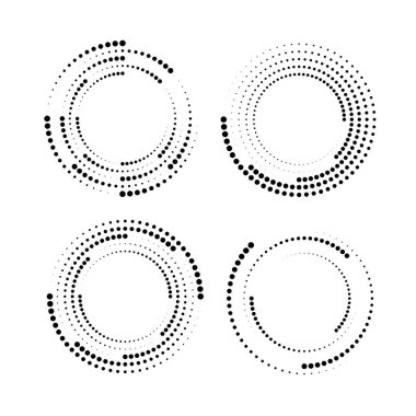 Bir takım siyah halkalar. Yarım ton noktalar, daireler, noktalar.