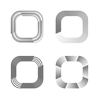Yuvarlak kare çerçeve kümesi, vektör illüstrasyonu