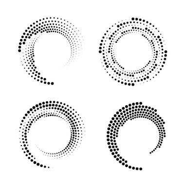 Çember şeklinde siyah yarım ton noktalar kümesi