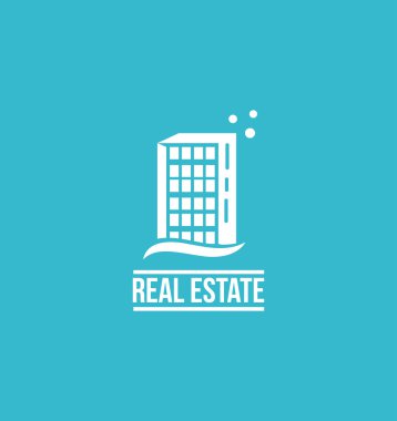 Düz Emlak logosu bina mavi  