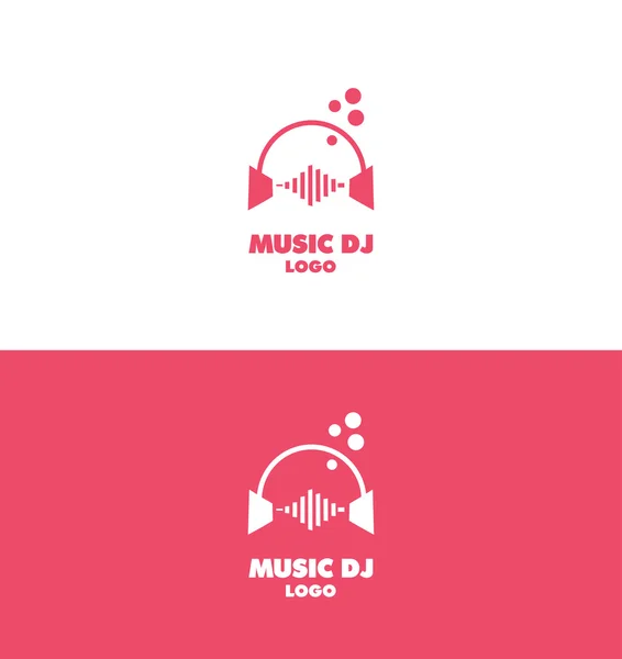 Música dj fones de ouvido volume logotipo — Vetor de Stock