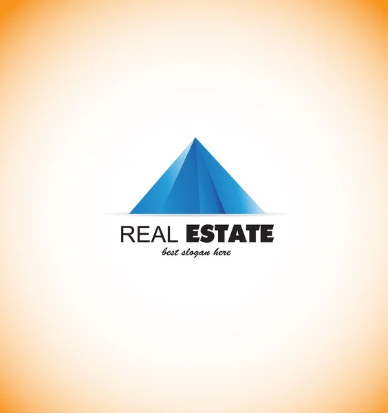 Real estate pyramid blue logo icon — Stock Vector