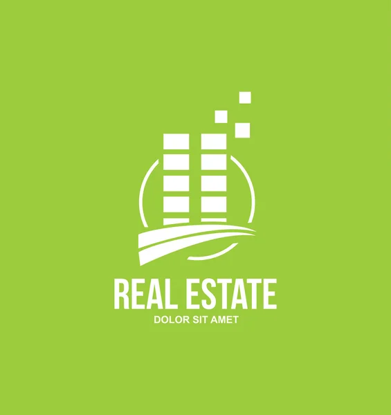 Immobilier plat vert bâtiment logo — Image vectorielle