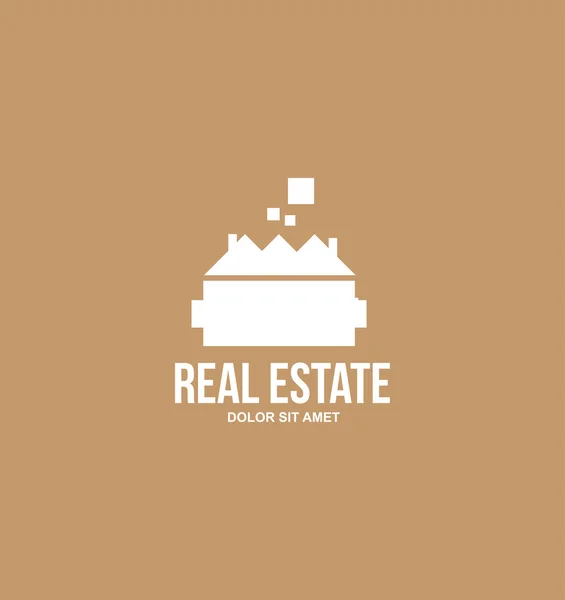 Plochá nemovitostí hnědý dům villa logo — Stockový vektor
