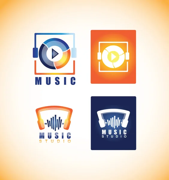 Ikonka logo studio odtwarzacz muzyki — Wektor stockowy