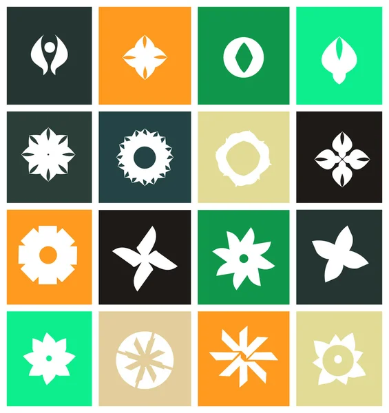 Abstrato logotipo ícone de flor definido plana — Vetor de Stock