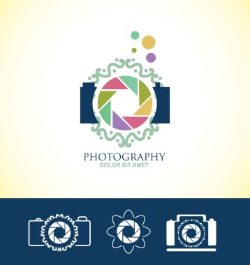 Photo camera floral logo  