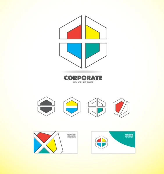 Business corporate polygon badge logo — Stockový vektor