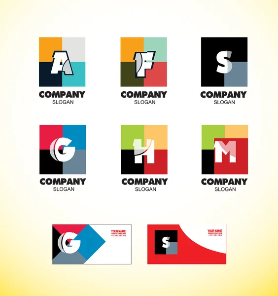 Alphabet lettre vintage couleurs fortes icône logo — Image vectorielle