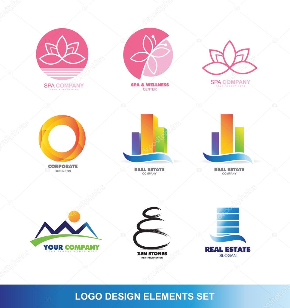 Vector company logo icon element template spa lotus flower butterfly beauty circle corporate real estate building skyscraper mountain resort zen stone tourism