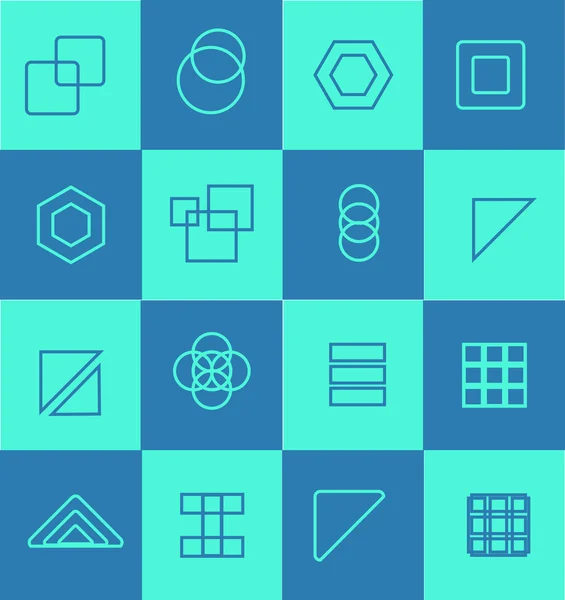 Conjunto de logotipo de ícone plano geométrico — Vetor de Stock