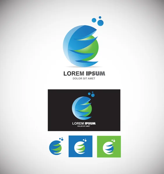 Logotipo esfera verde azul 3d — Vector de stock