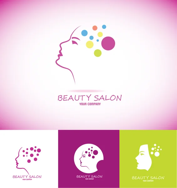 Salon de beauté logo femme visage profil — Image vectorielle