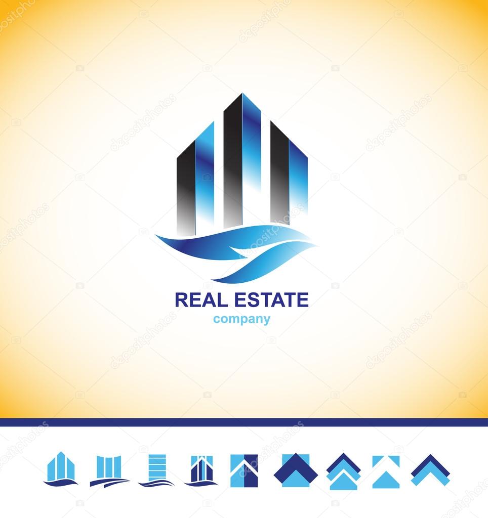 Real estate skyscraper building logo  