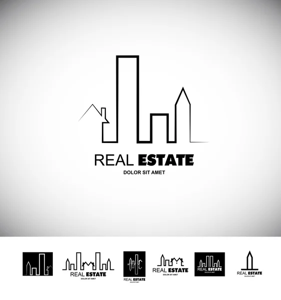 Logo immobilier noir et blanc — Image vectorielle