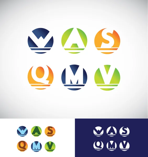 Esfera círculo alfabeto letra logotipo ícone conjunto — Vetor de Stock