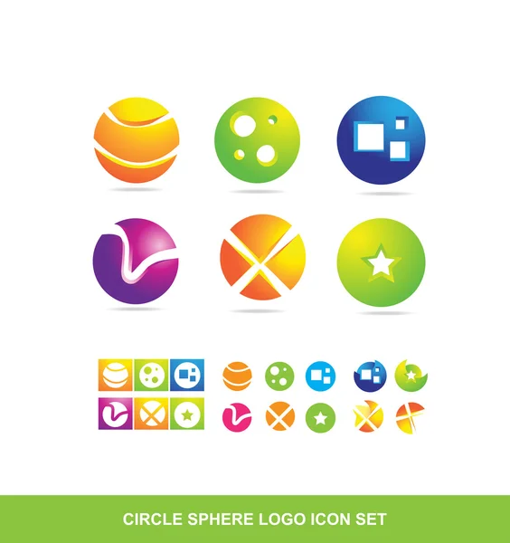 Círculo esfera logotipo ícone definido — Vetor de Stock