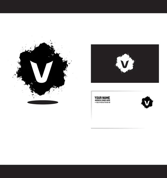 Alfabeto lettera v grunge splash logo icona — Vettoriale Stock