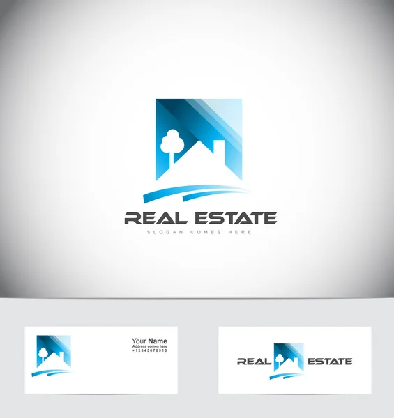 Casa immobiliare tetto logo design — Vettoriale Stock