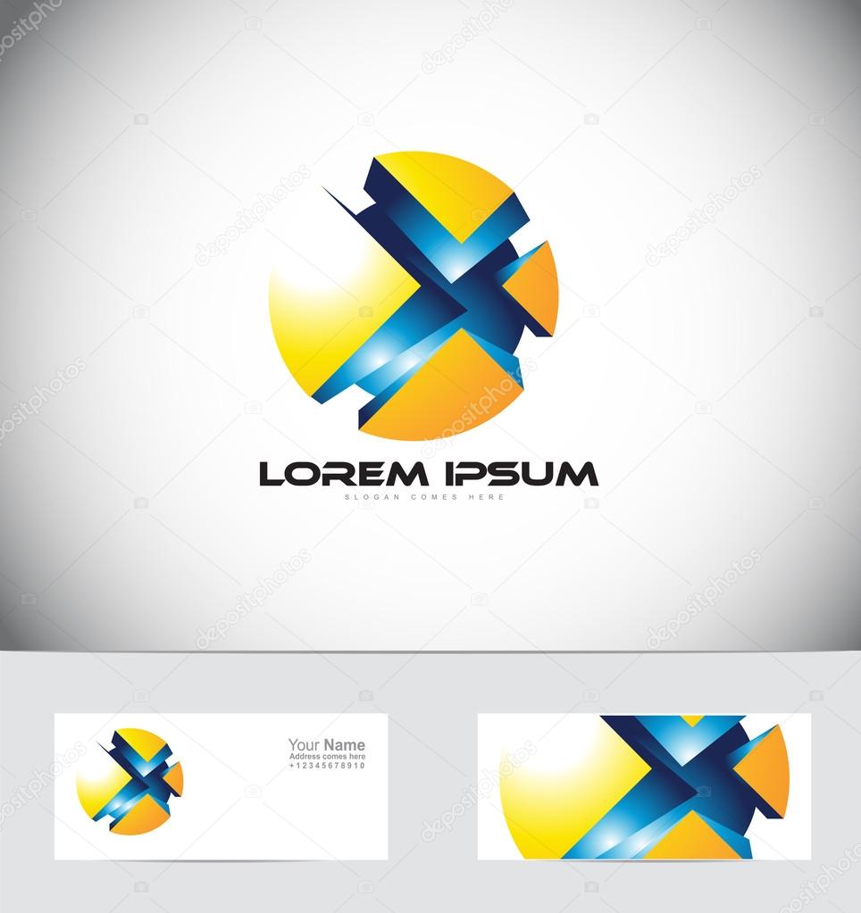 Vector company logo icon element template sphere 3d games gaming blue yellow abstract
