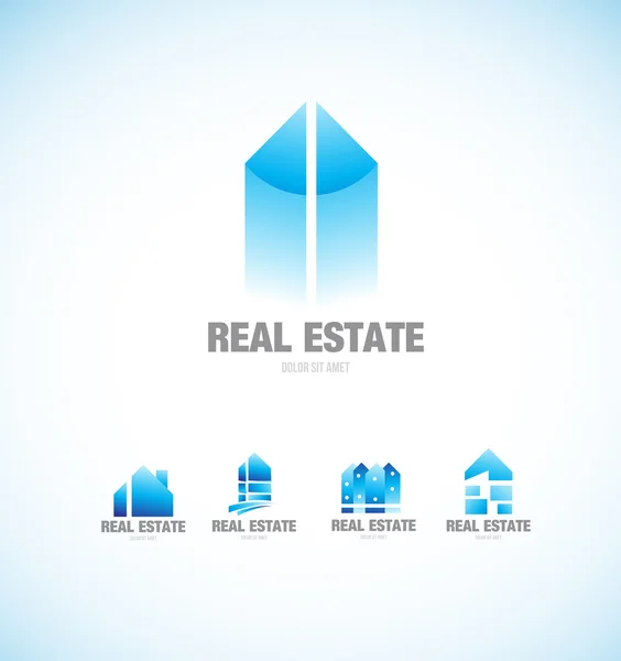 Real estate byggnad blå logo — Stock vektor