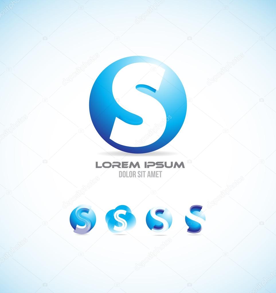 Vector company logo icon element template alphabet letter s set 3d sphere circle globe