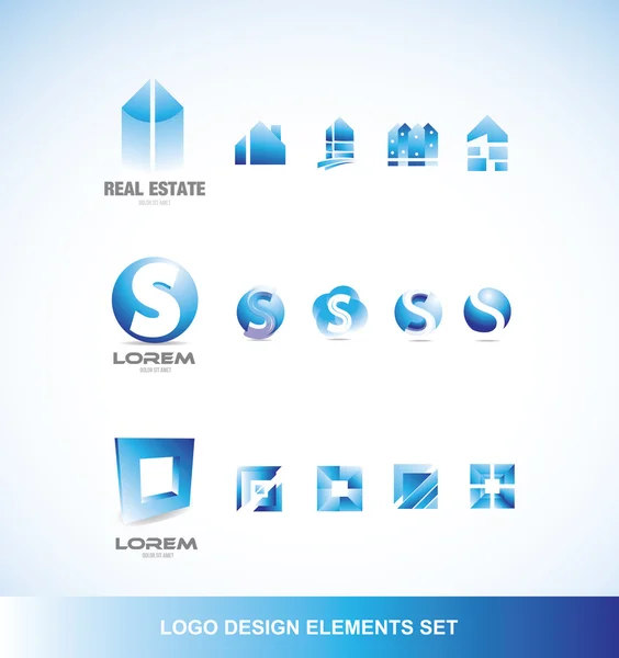 Logo design elementos ícone conjunto azul — Vetor de Stock