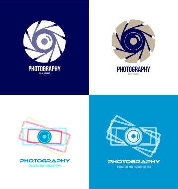 Fotoğraf kamera logo simge seti  