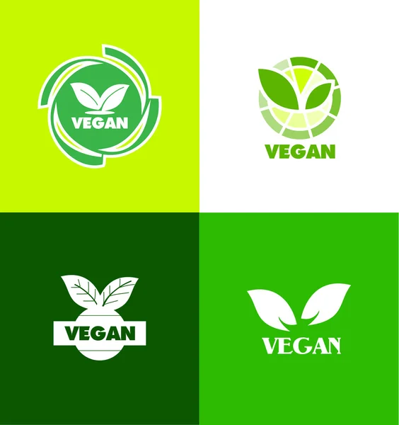 Insignia del icono del logotipo vegano — Vector de stock