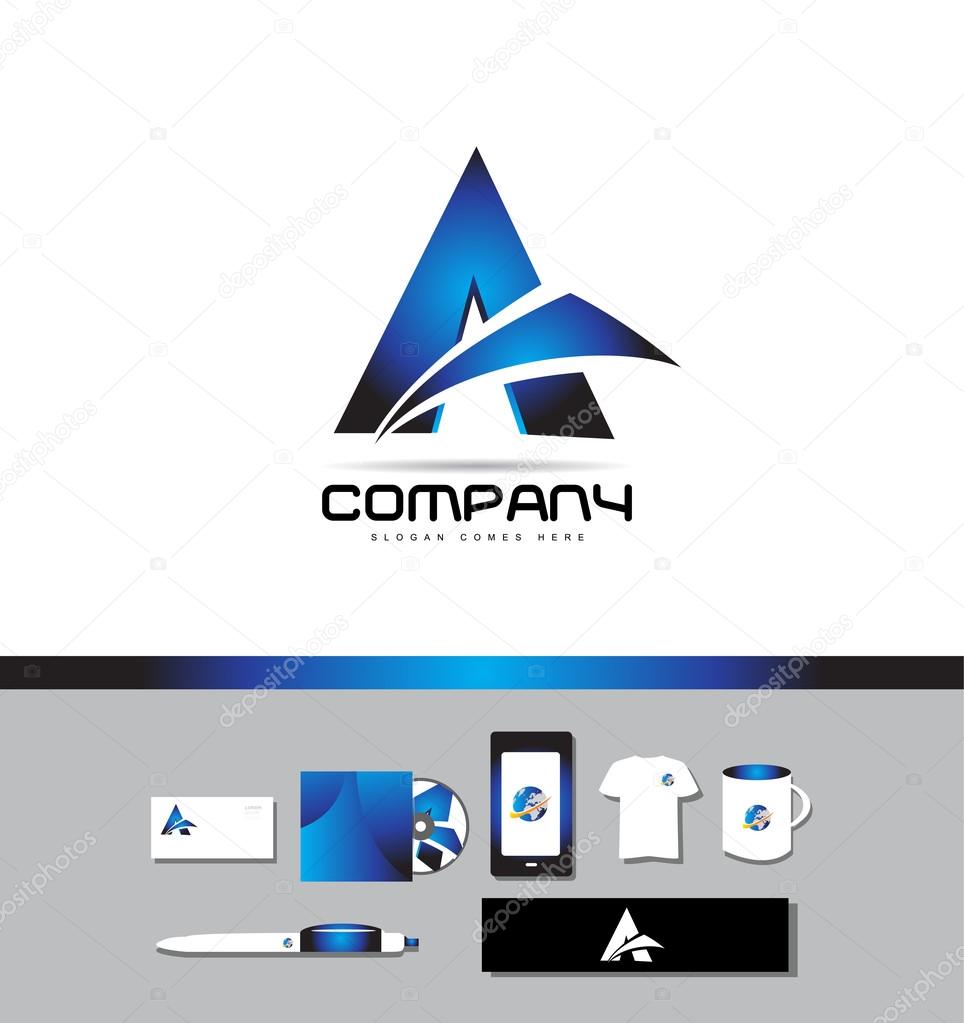 Corporate identity vector company logo icon element template dark blue alphabet letter a