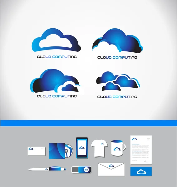 Cloud computing teknik logotyp — Stock vektor