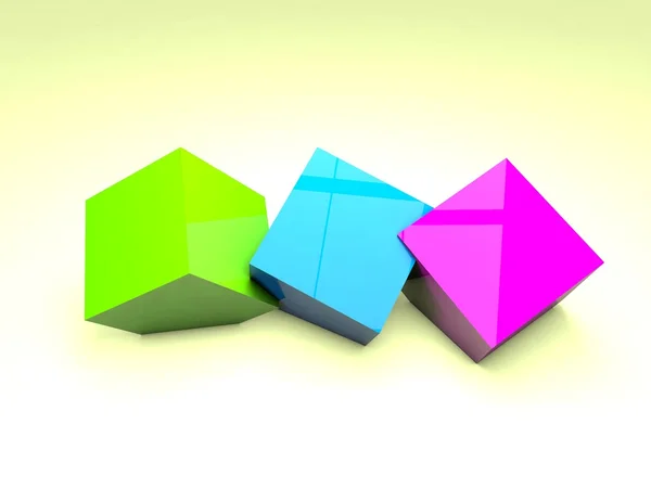 彩色的三维立方体背景 — 图库照片