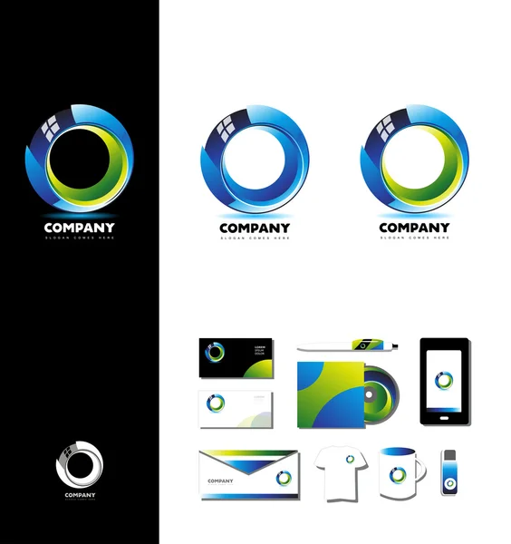 Korporacyjnych koło logo projektowanie 3d — Wektor stockowy