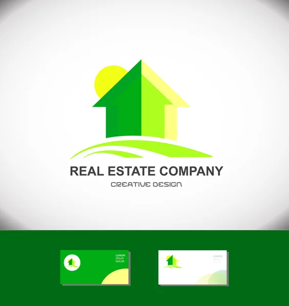 Inmobiliaria casa verde logotipo icono — Vector de stock