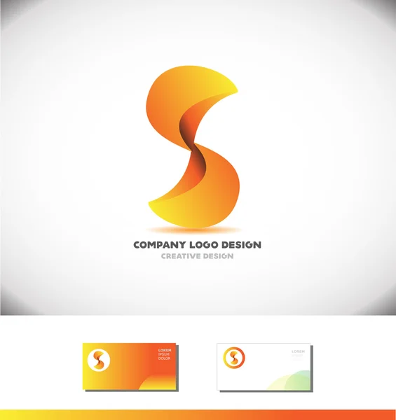 Alfabeto letra S laranja 3d design logotipo abstrato — Vetor de Stock