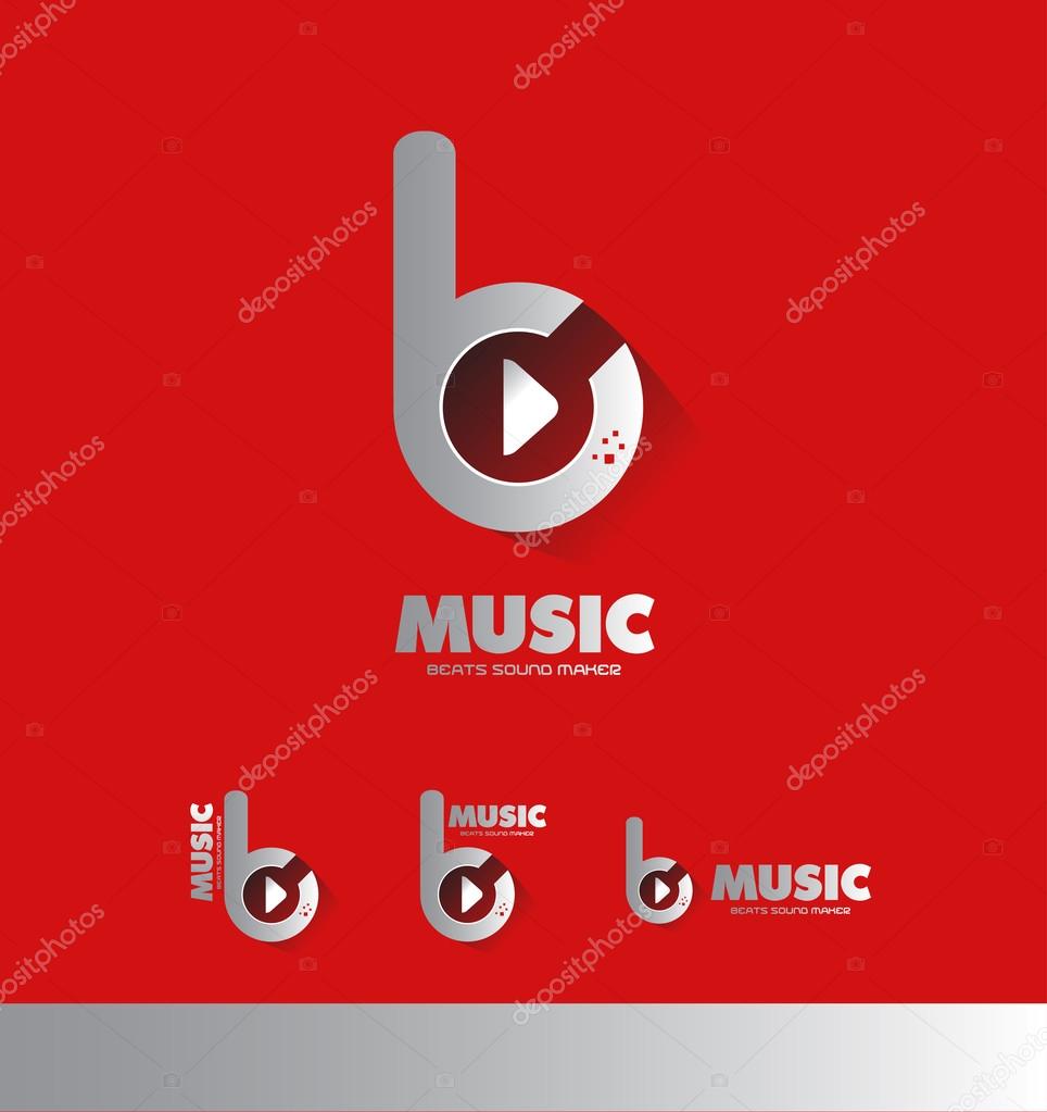 Vector company logo icon element template music sound recording producer beat play button studio