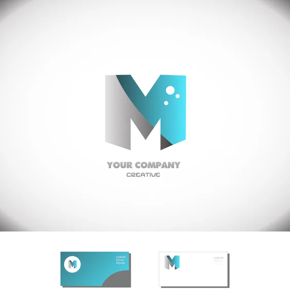 Creative letter M logo alphabet icon blue grey — Stock Vector