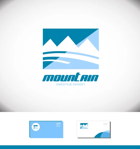 Bleu montagne rectangle logo tourisme touristique — Image vectorielle