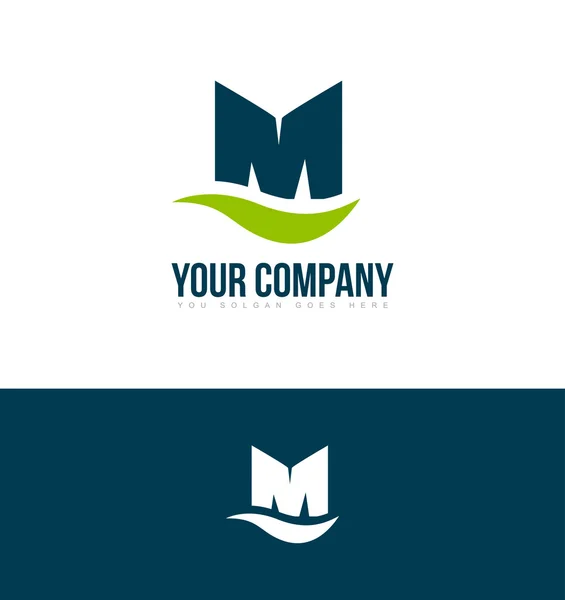 Alphabet letter M green blue logo — Stock Vector
