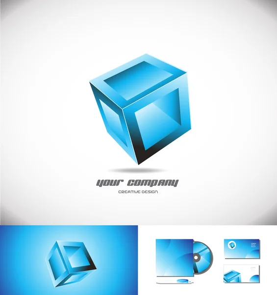 Blue Cube Box 3D-Logo-Symbol Design-Spiele — Stockvektor