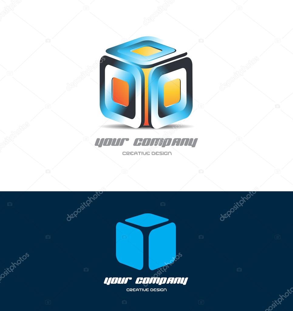 Vector company logo icon element template orange blue cube 3d design games media corporate business