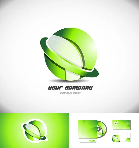 Зелена сфера кільце 3d логотип іконка дизайну — стоковий вектор